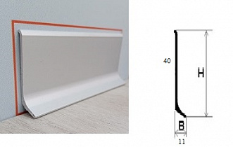 Плинтус анодированный алюминиевый 40х11х3000 мм Россия, серебро